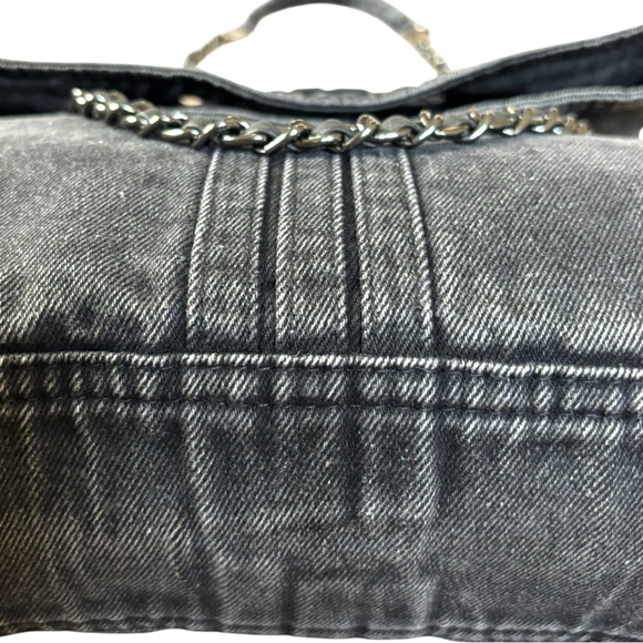 NEW Denim Black Washed crossbody flap handle bag - Picture 10 of 11
